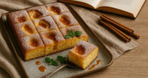 Jablkový koláč s meruňkovým džemem a skořicí