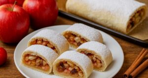 Jablečný štrúdl s rozinkami a skořicí