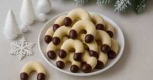 Vánoční kokosové rohlíčky s čokoládou