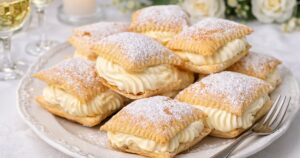 Křehké listové taštičky se smetanovým krémem