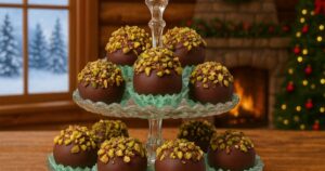 Ořechové kuličky v čokoládě s pistáciemi