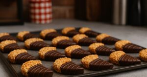 Polomáčené měsíčky s arašídy a čokoládou