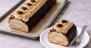 Štafetková roláda s vanilkovým krémem a čokoládou