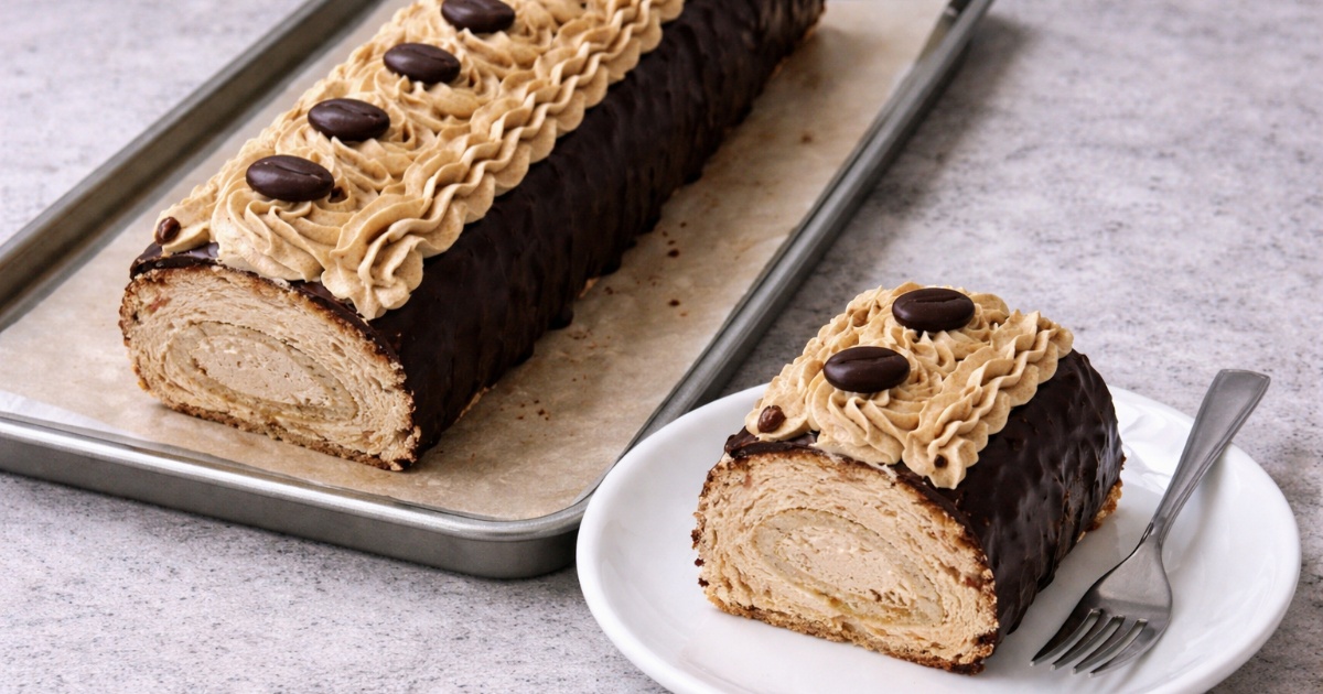 Štafetková roláda s vanilkovým krémem a čokoládou