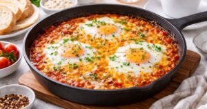 Domácí šakšuka s vejci a čedarem