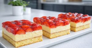 Jahodové řezy s pudinkovým krémem