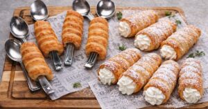 Listové kremrole stáčené přes lžíce