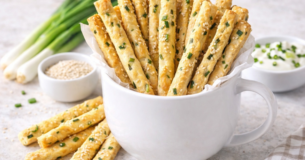 Křupavé sezamové tyčinky s jarní cibulkou