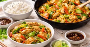 Kuřecí čína se 2 druhy omáček