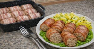 Pečené mleté maso ve slanině