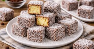 Piškotové kostky v čokoládě a kokosu