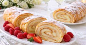 Roláda z odpalovaného těsta s vanilkovým krémem