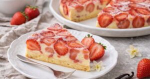 Rychlý koláč s jahodami a vanilkou