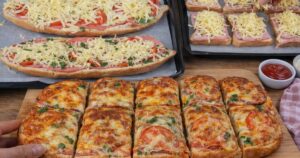 Zapečený chléb s klobásou a rajčaty