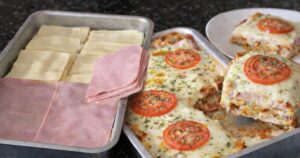 Zapečený chléb se šunkou a sýrem