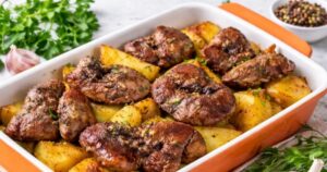 Játra na česneku pečená v troubě